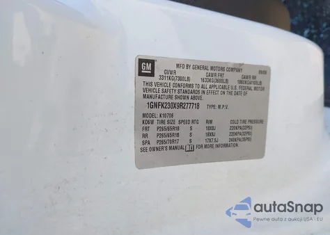 2009 Chevrolet Tahoe Lt2 from USA, damaged, VIN 1GNFK230X9R277718